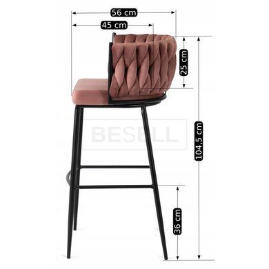 Барний стілець оксамитовий MEBEL ELITE FLORES Velvet чорний / рожевий жива фотографія