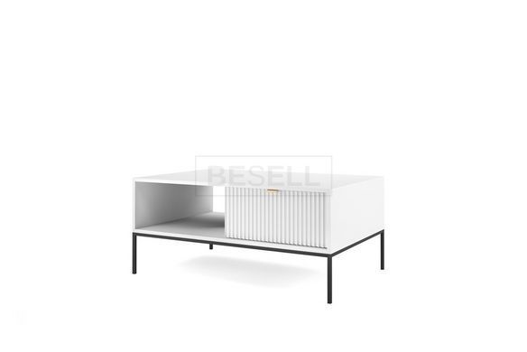 Стол журнальный Perfect Home Новая/Nova с 2 ящиками и черными ножками L104 Белый реальная фотография