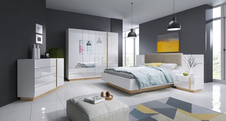 Шкаф для одежды Perfect Home Арко / Arco 4-дверный с зеркалом 4D2S/220 Белый глянец/дуб грандсон реальная фотография