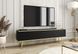 Тумба під телевізор Perfect Home Оро / Oro 3-дверна з золотими ніжками RTV175 MDF Чорний жива фотографія