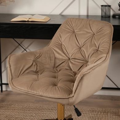 Компьютерное кресло MILAN Velvet Mebel Elite Бежевый / Золотой реальная фотография