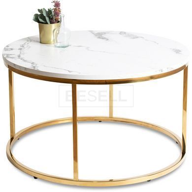 Журнальний столик CLIFF MAX MEBEL ELITE 80x80 Білий мармур жива фотографія