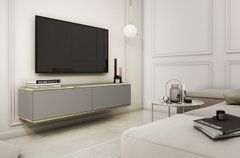 Тумба под телевизор навесная Perfect Home Оро/Oro 2-дверная RTV135 Серый реальная фотография