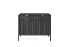 Комод Perfect Home Новая/Nova 2-дверный с 2 ​​ящиками и черными ножками KSZ104 Черный реальная фотография
