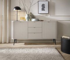 Комод Perfect Home Зова/Zova 2-дверный с 3 ящиками и черными ножками KSZ168 Кашемир реальная фотография