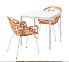 Столовый комплект MELLTORP/NILSOVE IKEA Белый Ротанг/Белый реальная фотография