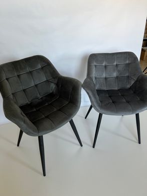 Кресло ELEGANTE Velvet Intarsio Серый реальная фотография
