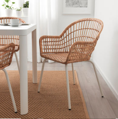 Столовий комплект MELLTORP / NILSOVE IKEA Білий Ротанг / Білий жива фотографія