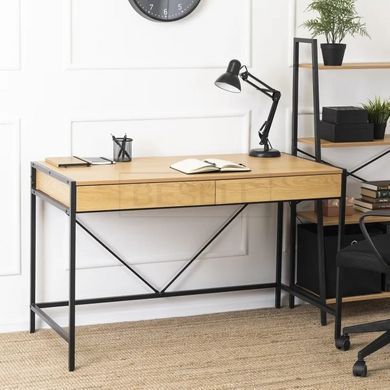 Письменный стол ALLY Mebel Elite 123 см Золотой дуб / Черный реальная фотография