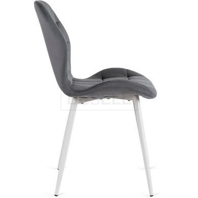 Стілець оксамитовий MEBEL ELITE LUCKY Velvet, Сірий / Білий жива фотографія