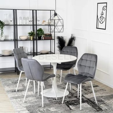 Стілець оксамитовий MEBEL ELITE LUCKY Velvet, Сірий / Білий жива фотографія