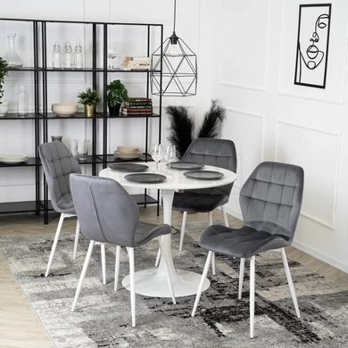 Стілець оксамитовий MEBEL ELITE LUCKY Velvet, Сірий / Білий жива фотографія