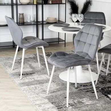 Стілець оксамитовий MEBEL ELITE LUCKY Velvet, Сірий / Білий жива фотографія
