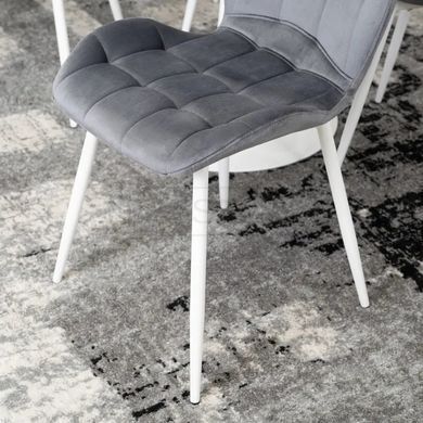 Стілець оксамитовий MEBEL ELITE LUCKY Velvet, Сірий / Білий жива фотографія