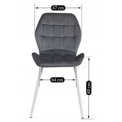 Стілець оксамитовий MEBEL ELITE LUCKY Velvet, Сірий / Білий жива фотографія
