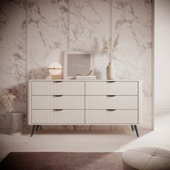 Комод Perfect Home Ланте/Lante с 6 ящиками и черными ножками 6S/163 Беж реальная фотография