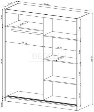 Шкаф-купе Perfect Home Вики IX / Wiki IX 180 2-дверный с зеркалом Белый реальная фотография