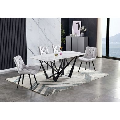 Стол DALI CERAMIC Intarsio 180х90 Белый Эффект Мрамора реальная фотография