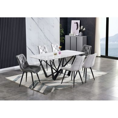 Стол DALI CERAMIC Intarsio 180х90 Белый Эффект Мрамора реальная фотография