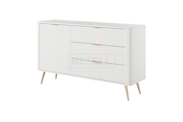 Комод Perfect Home Ланте/Lante 1-дверный с 3 ящиками и золотыми ножками 1D3S/138 Белый реальная фотография