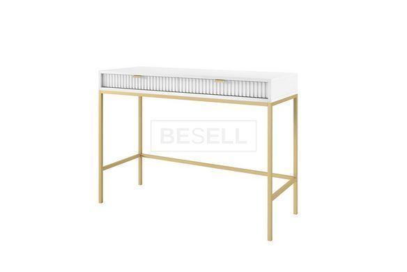 Стол туалетный Perfect Home Новая/Nova с 2 ящиками и золотыми ножками T104 Белый реальная фотография