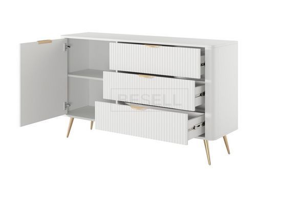 Комод Perfect Home Ланте/Lante 1-дверный с 3 ящиками и золотыми ножками 1D3S/138 Белый реальная фотография