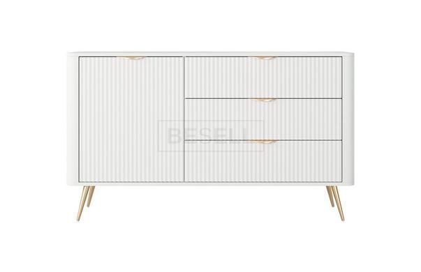 Комод Perfect Home Ланте/Lante 1-дверный с 3 ящиками и золотыми ножками 1D3S/138 Белый реальная фотография