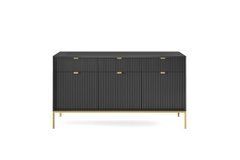 Комод Perfect Home Новая/Nova 3-дверный с 3 ящиками и золотыми ножками KSZ154 Черный реальная фотография
