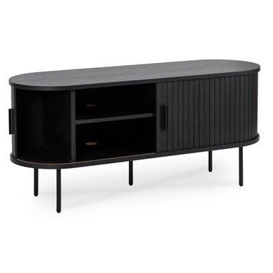 ТВ Тумба MEBEL ELITE TRISH 120 Чорний жива фотографія