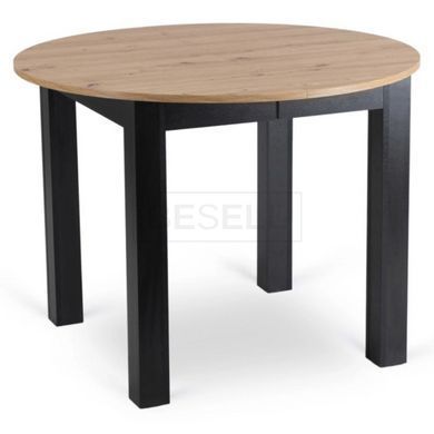 MEBEL ELITE Комплект HARRY Стіл 102-142 см Artisan Дуб/Чорний та 4 стільці PERU Бежевий жива фотографія