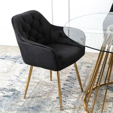 Стул RAYA Velvet Mebel Elite черный / золотой реальная фотография