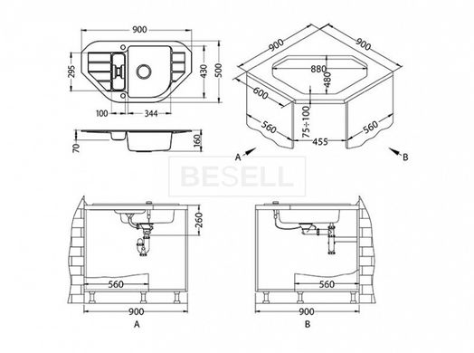 Двойная кухонная  мойка NIAGARA 60 Alveus 90x50x16 Белый