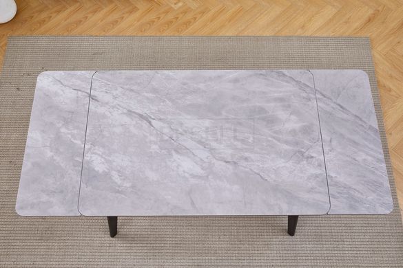 Стіл розкладний OSLO CERAMIC Intarsio 120(180)*80 Сірий Глянець Чорний жива фотографія