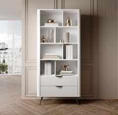 Стелаж Perfect Home Ланте / Lante 2S з 2 шухлядами і чорними ніжками Білий жива фотографія