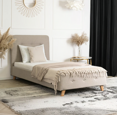 Ліжко MIKEL Velvet Mebel Elite 90x200 Тканина Беж жива фотографія