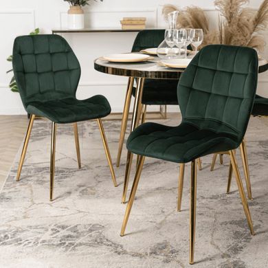 Стул бархатный MEBEL ELITE LUCKY Velvet Зеленый / Золотой реальная фотография