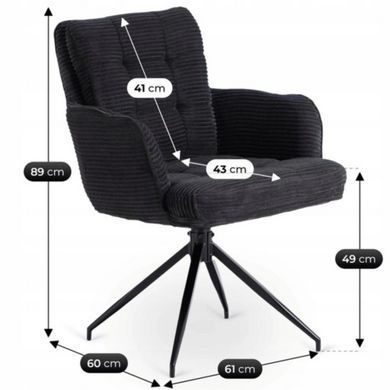 Поворотний стілець AKITA Mebel Elite Чорний/вельвет жива фотографія