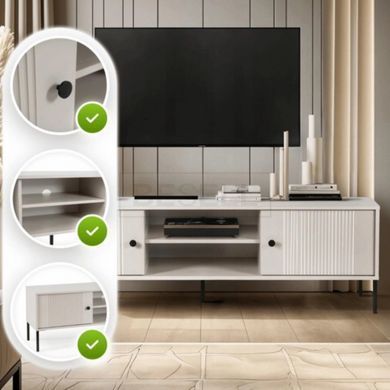 Тумба под телевизор SOFT Mebel Elite 154 кашемир/рифленая реальная фотография