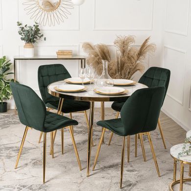 Стул бархатный MEBEL ELITE LUCKY Velvet Зеленый / Золотой реальная фотография