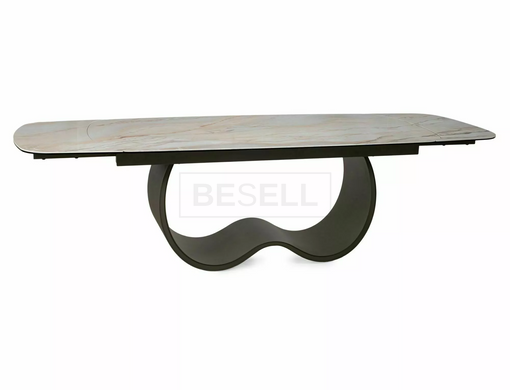 Стол Обеденный CASABLANCA CERAMIC Signal 198(274)X98 Бежевый Эффект Мрамора Глянец / Медный реальная фотография