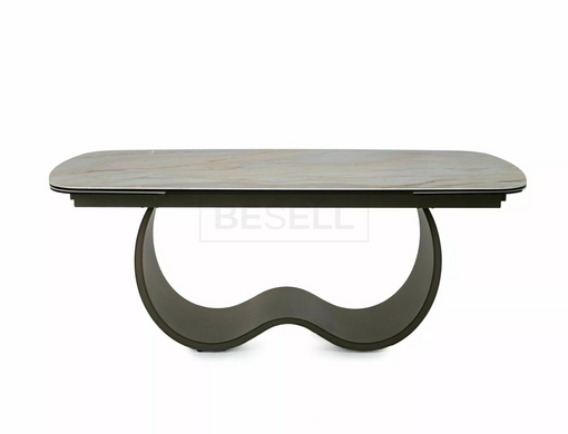 Стол Обеденный CASABLANCA CERAMIC Signal 198(274)X98 Бежевый Эффект Мрамора Глянец / Медный реальная фотография