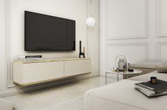 Тумба под телевизор навесная Perfect Home Оро/Oro 2-дверная RTV135 MDF Бежевый реальная фотография