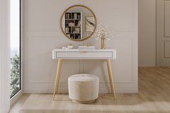 Стол туалетный Perfect Home Ланте/Lante 1S/100 с 1 ящиком и золотыми ножками Белый реальная фотография