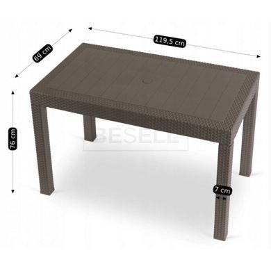 Садовий стіл MEBEL ELITE FARGO 120х69 см, коричневий жива фотографія