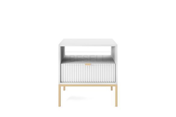 Тумба приліжкова Perfect Home Нова / Nova з 1 шухлядою і золотими ніжками S54 Білий жива фотографія