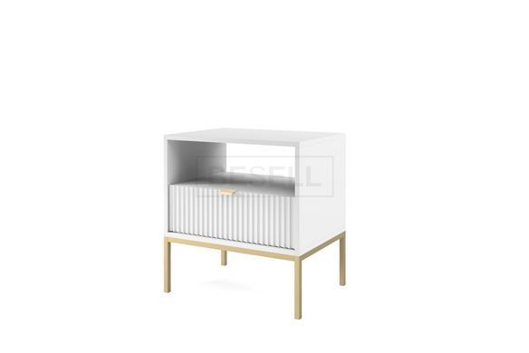 Тумба приліжкова Perfect Home Нова / Nova з 1 шухлядою і золотими ніжками S54 Білий жива фотографія