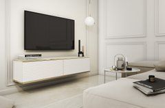 Тумба под телевизор навесная Perfect Home Оро/Oro 2-дверная RTV135 MDF Белый реальная фотография