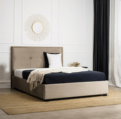 Ліжко ANDRE Velvet Mebel Elite 140x200 см Беж жива фотографія