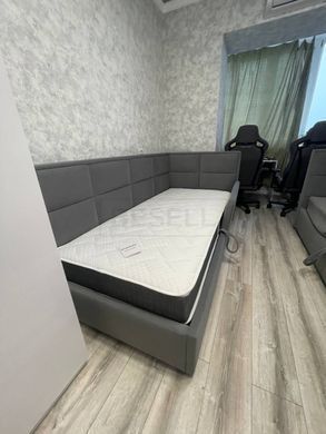 Дитяче кутове ліжко з  підйомним механізмом "Бруклін" Green Sofa 90X200 Сірий жива фотографія