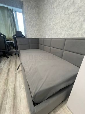 Дитяче кутове ліжко з  підйомним механізмом "Бруклін" Green Sofa 90X200 Сірий жива фотографія